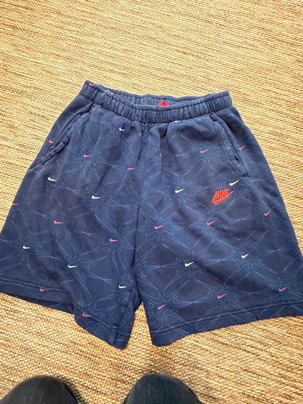 Nike All-Over Mini Swoosh Fleece Shorts Navy Blue